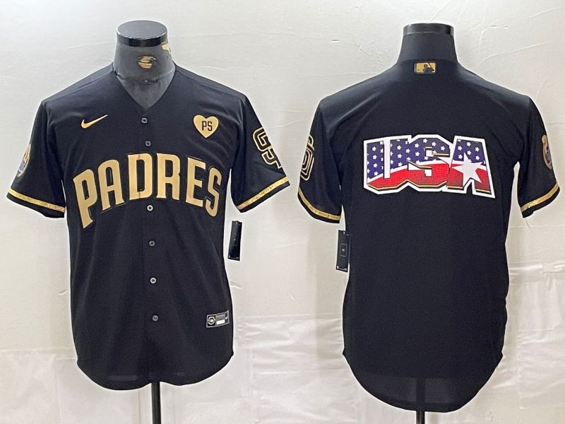 Men San Diego Padres Blank Black gold #5 th generation Nike 2024 MLB Jersey style 3->new orleans saints->NFL Jersey